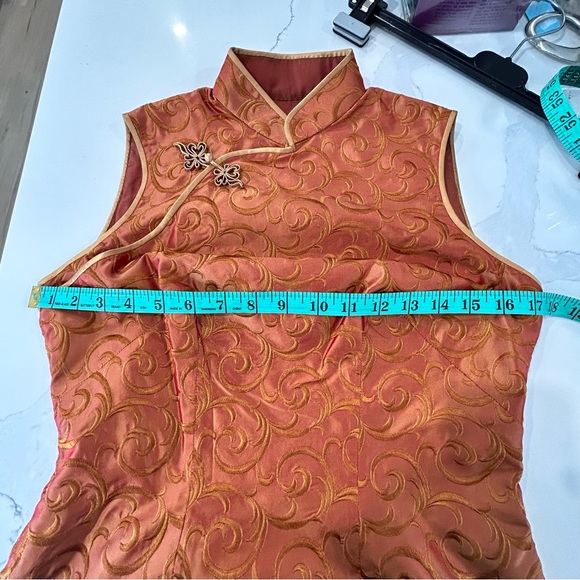 Gold Rust Brocade Qipao (Cheongsam) - Picture 12 of 15
